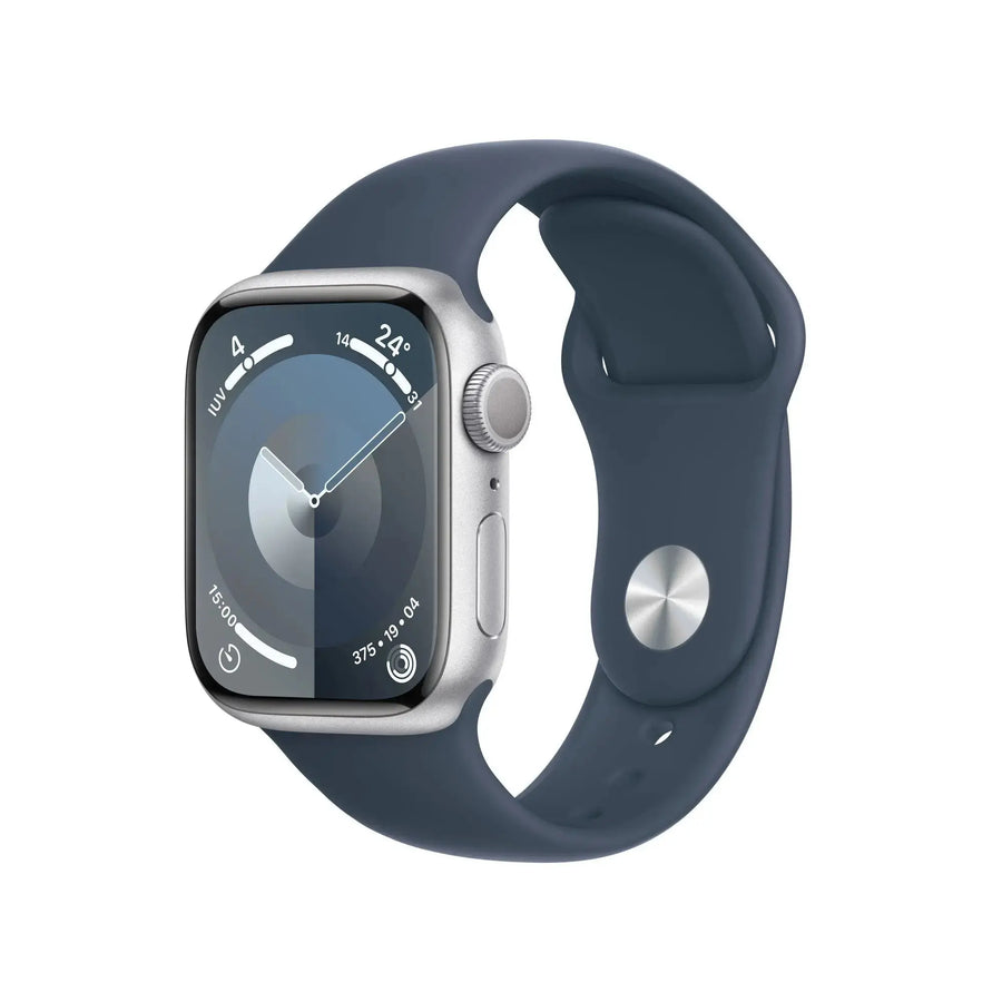 Apple Watch SE GPS + Cellular 40mm Silver Aluminium Case w/ Storm Blue Sport Band - M/L - GKN Direct