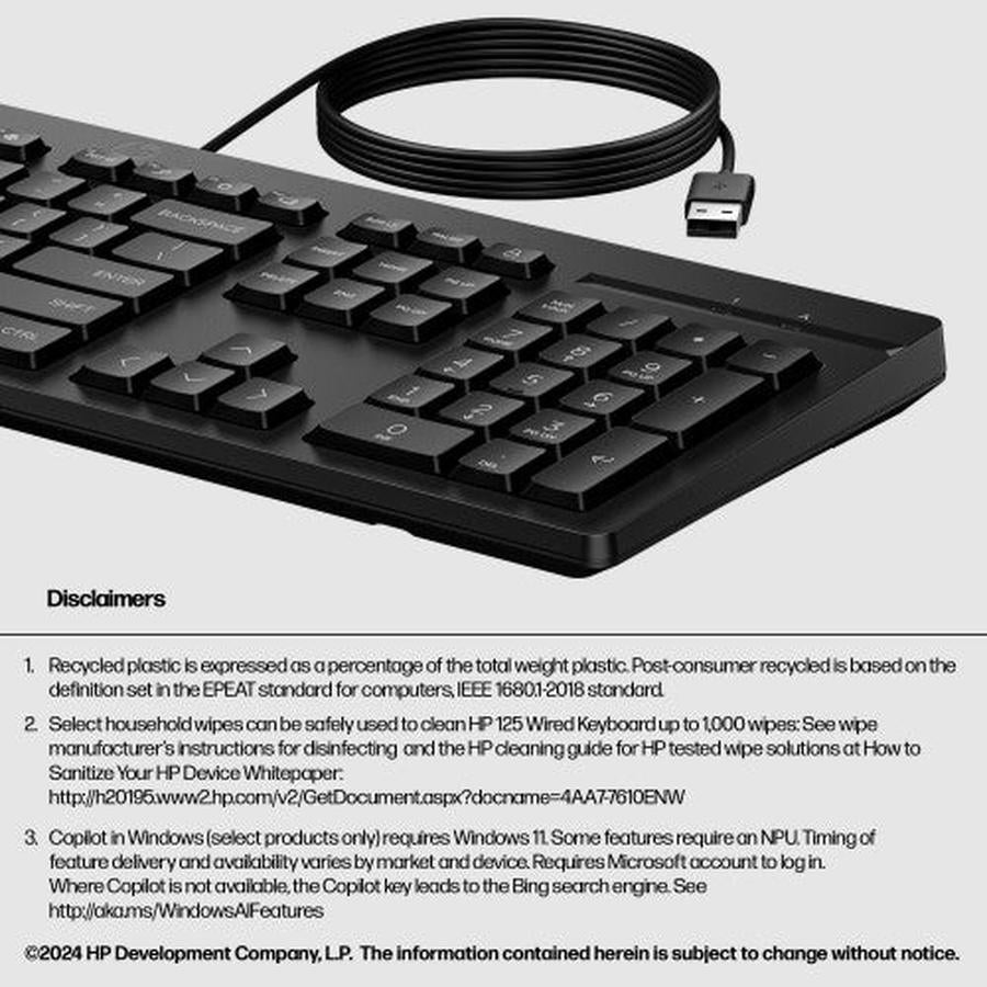 HP 125 Wired Keyboard - GKN Direct