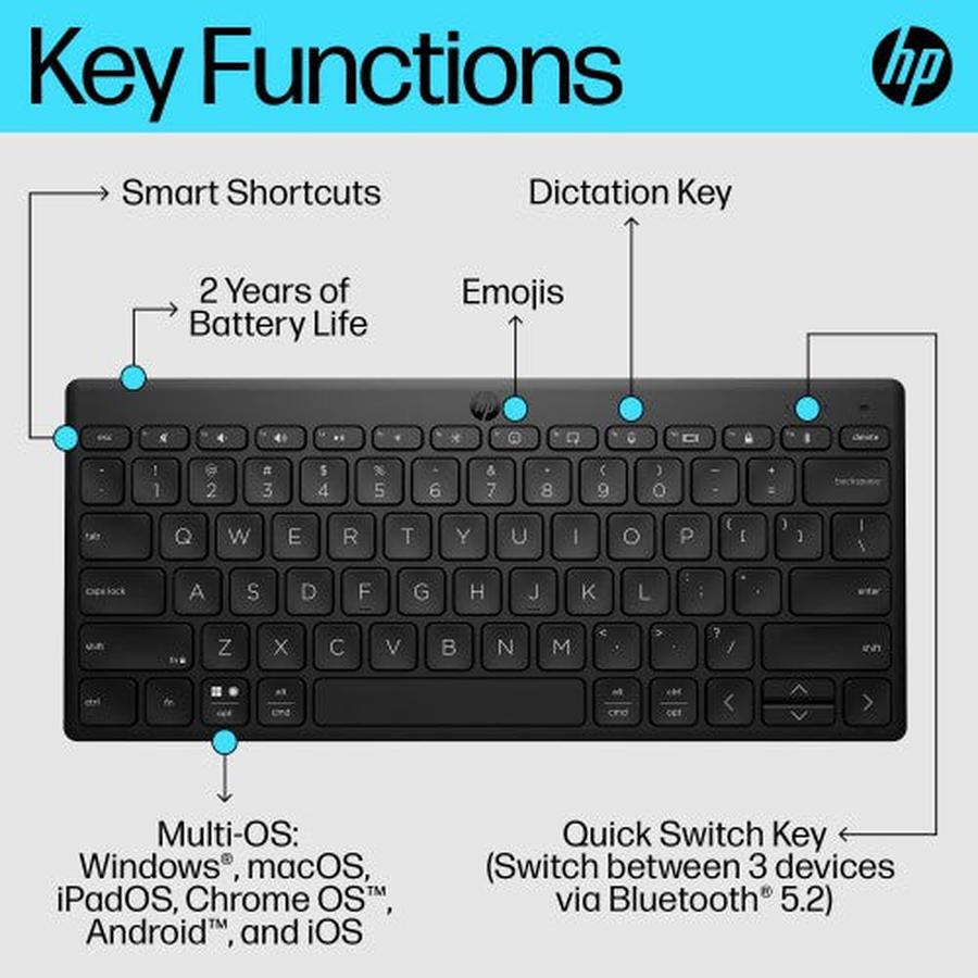 HP 355 Compact Multi-Device Bluetooth Keyboard - GKN Direct