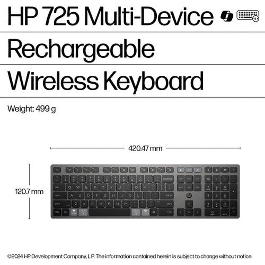 HP 725 Multi-Device Rechargeable Wireless Keyboard - GKN Direct