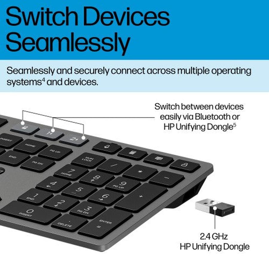 HP 725 Multi-Device Rechargeable Wireless Keyboard - GKN Direct