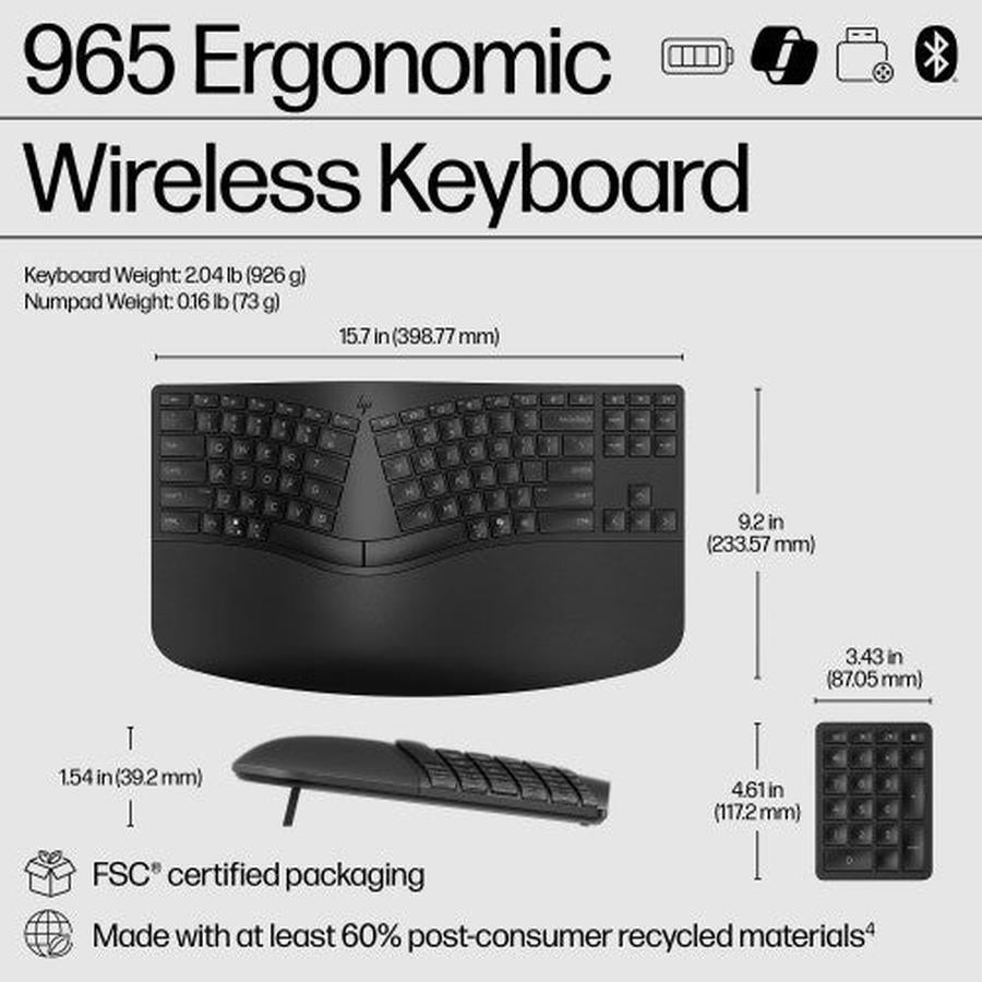 HP 965 Ergonomic Wireless Keyboard - GKN Direct