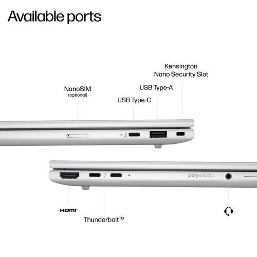 HP EliteBook 8 G1i Next Gen AI Wolf Pro Security Edition Copilot+ PC Intel Core Ultra 7 258V Laptop 35.6 cm (14") WUXGA 32 GB LPDDR5x-SDRAM Wi-Fi 7 (802.11be) Windows 11 Pro Silver - GKN Direct