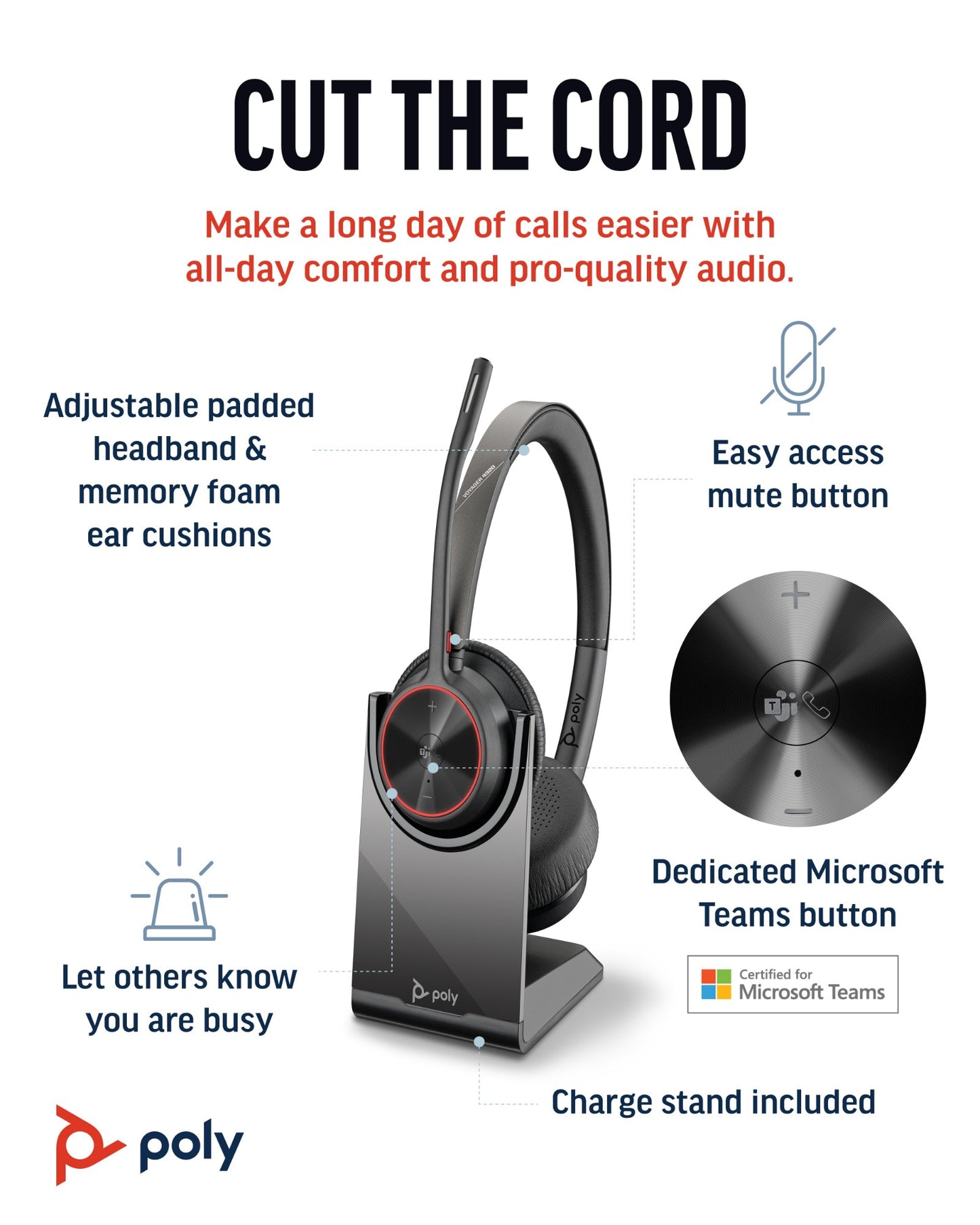 HP Poly Voyager 4320 UC Stereo + Charging Stand - GKN Direct