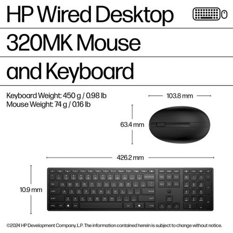 HP Wired Desktop 320MK Mouse and Keyboard - GKN Direct
