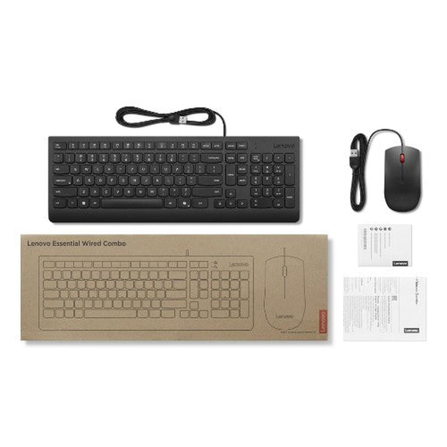Lenovo KB MICE_BO Essencial WR KBMS GB A1 keyboard Mouse included Universal USB UK English Black - GKN Direct