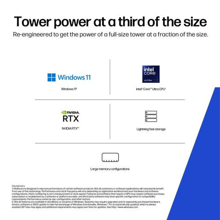HP Z2 SFF G1i Wolf Pro Security Edition Intel Core Ultra 9 285K 64 GB DDR5-SDRAM 1 TB SSD Windows 11 Pro Workstation AI Workstation, AI PC Black