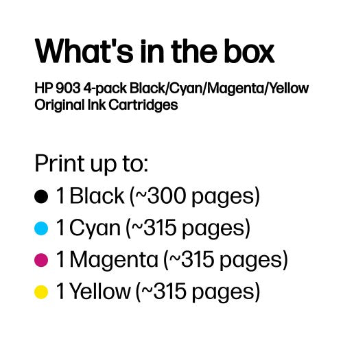 HP 6ZC73AE#301/903 Ink cartridge multi pack Bk,C,M,Y Blister Multi-Tag 12.4ml + 3x4.5ml Pack=4 for HP OfficeJet Pro 6860/6950